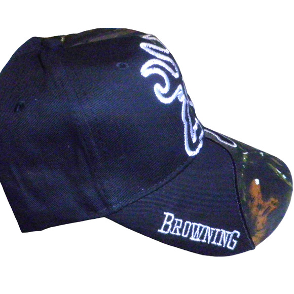 Embroidered Browning Fishing Baseball Cap, Camo/Greens, Strapback, Trucker Hat - Picture 3 of 5